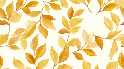 Poster - Autumn Watercolor Leaves Seamless Pattern