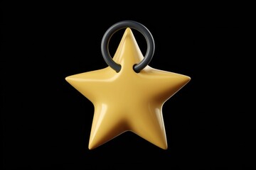 Aufkleber - A 3D-rendered yellow star with a black ring, isolated on a transparent background.