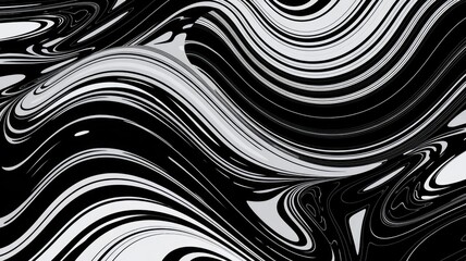 Aufkleber - Abstract grayscale artwork featuring swirling, wavy lines creating a mesmerizing visual effect.