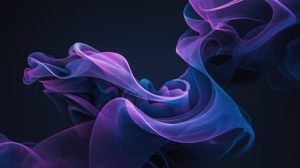 Poster - Abstract artwork featuring flowing, translucent purple and blue forms on a dark background.