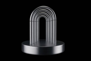 Poster - Abstract metal sculpture resembling an archway, minimalist and elegant design.