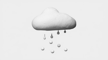 Aufkleber - A fluffy 3D cloud model with raindrops falling, a simple weather icon.