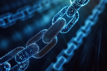 Wall Mural - pulsating dots illustrating the concept of blockchain technology in a digital landscape