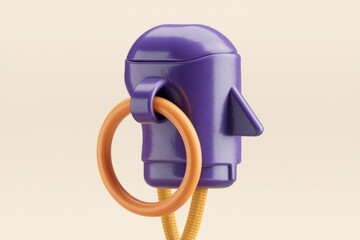 Fototapete - A purple, futuristic object with an orange ring, possibly a toy or gadget.