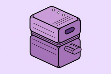 Fototapete - Isometric illustration of a stacked purple device, possibly a power adapter or electronic gadget.