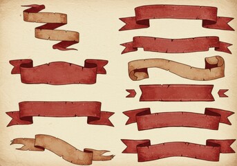 Vintage banner collection featuring retro scrolls and rustic ribbon designs