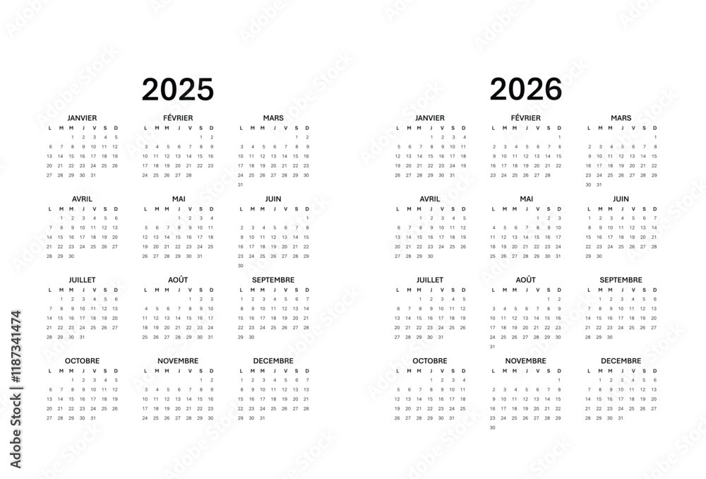 Calendrier 20252026 Français, French calendar for 20252026 Calendrier