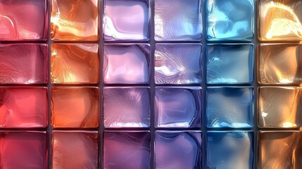 Wall Mural - vibrant glass tiles in multicolor gradient wall art design