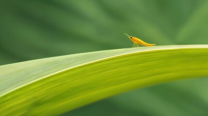 Poster -   Close-up of grasshopper on plant leaf with blurred background