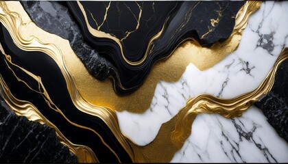 Wall Mural - black gold white marble texture heritage design