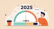 © IbragimovN - Future progress concept with happy person and 2025 countdown gauge
