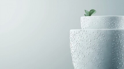 Wall Mural -   A pair of white vases sit side by side atop a wooden table, with a flourishing plant emerging from one of them