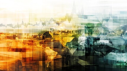 Leinwandbilder - Conceptual depiction of macroeconomics featuring layered texture symbolizing national global economic trend