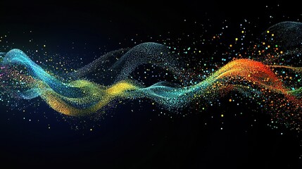 Wall Mural - Colorful Data Visualization with Dynamic Lines and Sparkling Effects