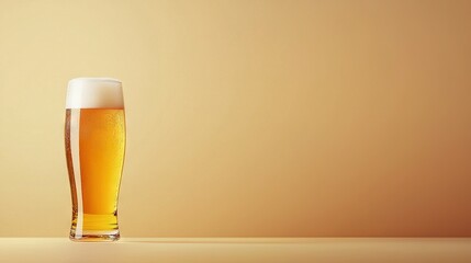 Wall Mural -   A towering beer glass atop a table, flanked by a nearby bottle of brew