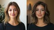 © Zahid - A woman before and after a makeup transformation, showcasing a natural look and a dramatic, glamorous finish