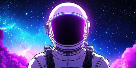 Wall Mural - animation style astronaut in space