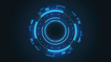 Leinwandbilder - Abstract futuristic technology background with glowing blue circular HUD interface design.