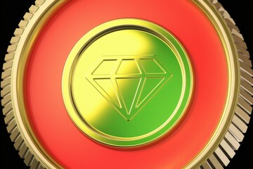 Aufkleber - A golden circular emblem with a green center featuring a diamond symbol.