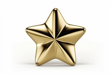 Aufkleber - A shiny, golden, five-pointed star, 3D rendered, isolated on white background.