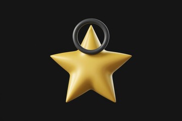 Aufkleber - A 3D rendered image of a golden star with a black ring on top.