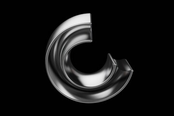 Aufkleber - Abstract 3D rendering of a metallic, swirling, C-shaped form against a transparent background.