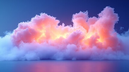 Poster - A large cloud of pink and orange smoke is floating in the sky