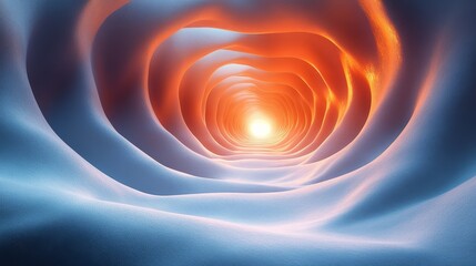 Wall Mural - A tunnel with a bright orange light shining through it