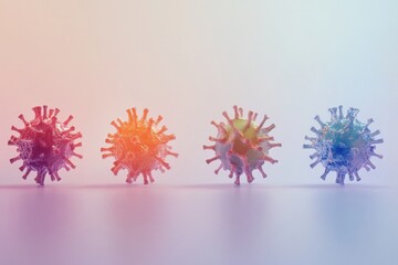 Leinwandbilder - Progression of viral forms from simple structures to complex entities showcasing variation and evolution in biology. Generative AI