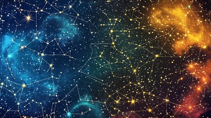 Wall Mural - vibrant scene of zodiac constellations featuring intricate celestial patterns cosmic balance