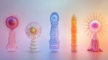 Aufkleber - Progression of virus forms from simple structures to complex organisms in scientific illustration. Generative AI