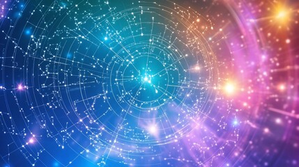 Wall Mural - divine timing illustrated through star alignments astrological cycles glowing cosmic patterns reflec