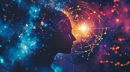 Wall Mural - astrology forecasts highlighted glowing constellations cosmic intuition and planetary influences dep