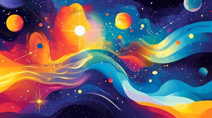 Wall Mural - cosmic forces highlighted through celestial navigation featuring constellations star patterns the vi