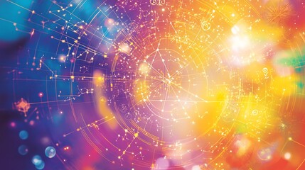 Wall Mural - intricate astrology charts rendered glowing astral imagery featuring celestial navigation and mystic