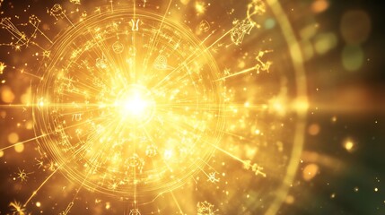 Wall Mural - mystical zodiac signs divine energy depicted in a glowing celestial scene emphasizing spiritual alig