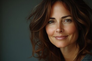 Wall Mural - Close-up shot of a woman with brown hair