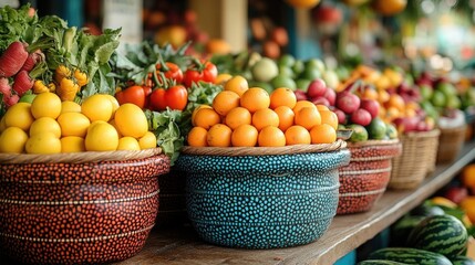 Poster - A collection of various fruit baskets, showing colorful fruits