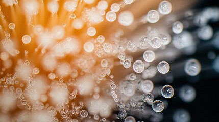 Poster - close-up of a dandelion with water droplets on its top and bottom