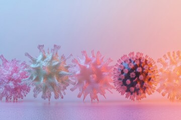 Poster - Progression of virus forms illustrating complexity and diversity in structure observed under varied conditions. Generative AI