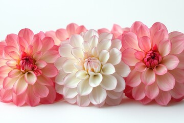 Poster - Three delicate flowers arranged on a pure white surface