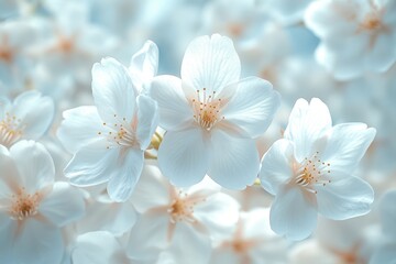 Wall Mural - A detailed view of a group of white flowers