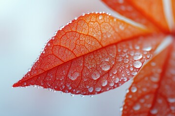 Sticker - Close-up of a leaf with water droplets, suitable for nature or science illustrations