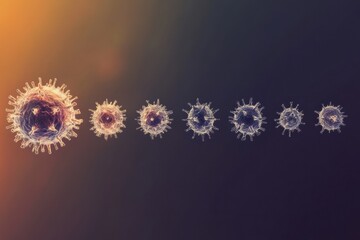 Aufkleber - Progression of virus forms from basic to complex showing structural variations and evolutionary development. Generative AI