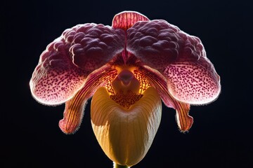 Canvas Print - A detailed view of a flower against a dark background, ideal for use in design and photography projects