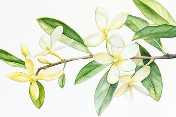 Canvas Print - A whimsical illustration of a lemon tree branch in watercolor style, ideal for use as a decorative element or symbol in various design contexts