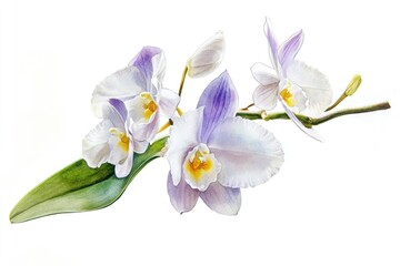 Wall Mural - Watercolor illustration of a beautiful white and purple flower