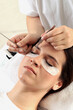 © New Africa - Woman undergoing lash extensions procedure in beauty salon, closeup