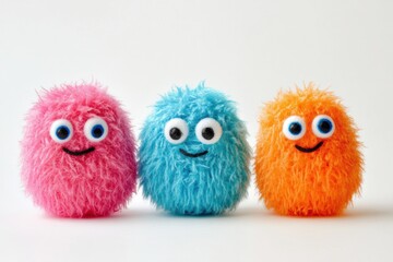 Aufkleber - Cheerful colorful microbes with eyes and smiles against a light background. Generative AI