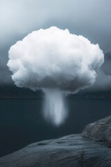 Poster - A large cloud covers the surface of a body of water, with waves and ripples visible beneath